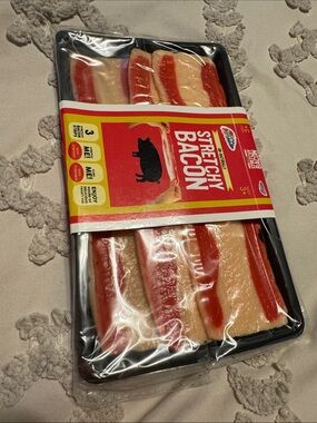 Stretchy Bacon Toy fidget – Red and Cream